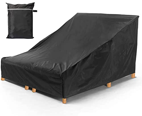 COOSOO Housse de chaise longue double large, imperméable, noir, polyester, 208,3 x 147,3 x 86,4 cm (L x l x H)