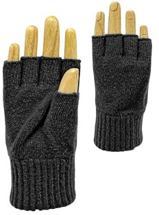 CLASSE77 - Halbfinger Handschuhe aus 70% Wolle und 30% Kaschmir - Herren - Handwerk - Made in Italy, Schwarz , Einheitsgröße