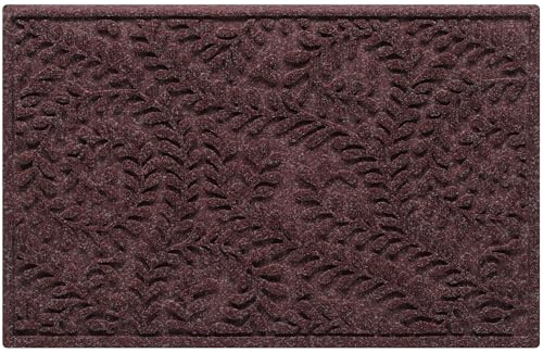 WaterHog Boxwood Front Door Mat Indoor Outdoor Entrance, Absorbent All-Weather Doormat with Non-Slip Rubber Backing, Dirt & Moisture Trapper, Low Profile & Easy Clean, Made in USA, 23x36 Bordeaux