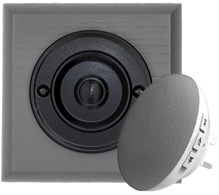 Modern Living Square Wireless Doorbell in Grey Ash and Black - Black Centre - Standard Plug in F5S