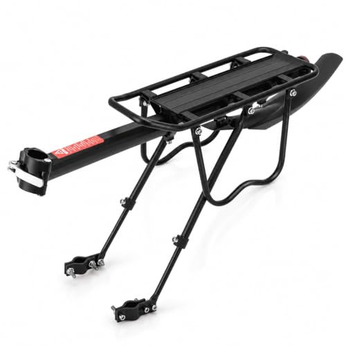 MidGard Fahrrad Gepäckträger für Sattelstütze aus Aluminiumlegierung, mit Reflektor- verstellbar für 24-29 Zoll Fahrräder, belastbar bis maximal 50 kg, inkl. Schutzblech