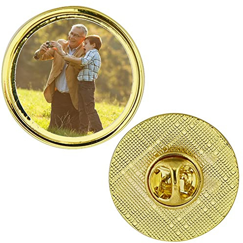 Ocadeau Personalisierter runder Goldener Pin – Pin mit Farbfoto-Druck – Einzigartiges und stilvolles Accessoire zum Personalisieren