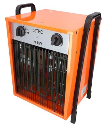 BTEC Heizlüfter 9000 Watt - Elektroheizer - Elektroheizung - 2 Heizstufen - Frostwächter - Perfekt für Baustelle, Werkstatt, Garage - Heizstrahler - 9kW Heizer