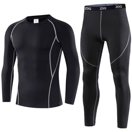 ZDQ Ensemble sous-Vêtements Thermiques Homme pour Automne Hiver