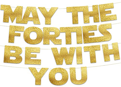 Bröllop Girlang May The Forties Be With You Vit Glitter – Bröllopsdekoration, Jubileum Present & Festtillbehör