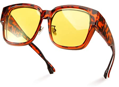 Bloomoak Lunettes polarisées pour conduite de nuit/surdimensionnées tendance/anti-reflet pour femme/lunettes enveloppantes/adaptées pour la conduite, Cadre de tortue