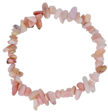 Taddart Minerals – Rosa Splitter Armband aus dem natürlichen Edelstein Andenopal auf elastischem Nylonfaden aufgezogen – handgefertigt