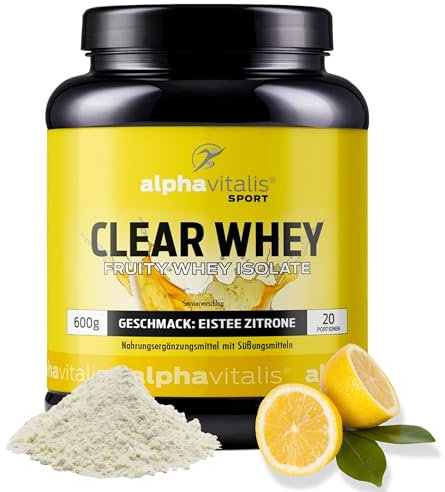Clear Whey Isolate Pulver EISTEE ZITRONE - 600g Protein Pulver mit leckerem, fruchtigem Geschmack - Intra + Post Workout - Proteinlimo als erfrischende Alternative zu Eiweißpulver mit Milch