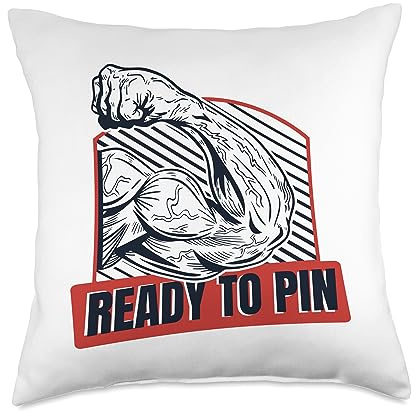 Professional Arm Wrestling Table Beginner Gifts Ready to Pin Hand Techniques Trainer Arm Wrestling Throw Pillow, 18x18, Multicolor