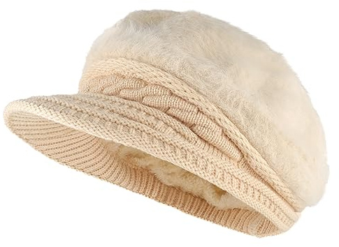 MK MATT KEELY Schirmmütze Winter Damen Baskenmütze Newsboy Warm Wolle Barett Cap Damen Ballonmütze mit Visier