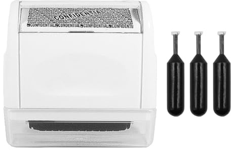 Namvo Confidential Roller Stamp Wide Rolling Security Stamp Secure Confidential ID Blackout Security Identity Theft Rolling Data Defender Included 3 Pack Refills, Address Blocker and Privacy (White)