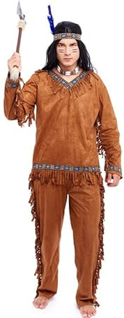 Partilandia Disfraz de Indio marrón para hombre Talla L