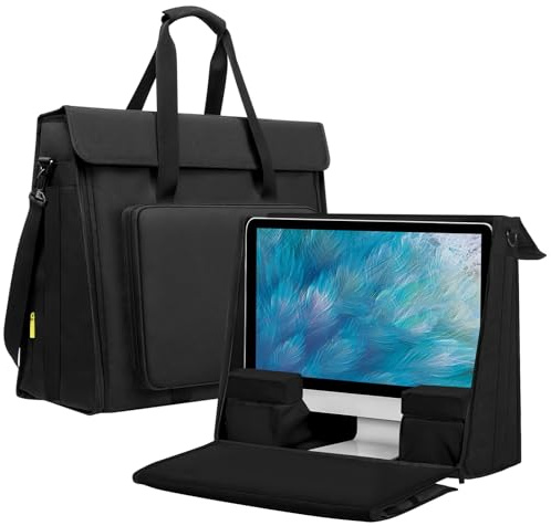 HPDELGB Sac d'ordinateur de 21/24 compatible avec iMac tout en un pour écrans LCD, ordinateur de bureau, sac de transport avec poche pour accessoires, bandoulière noire,, Noir , 24 (61 cm), Moderne