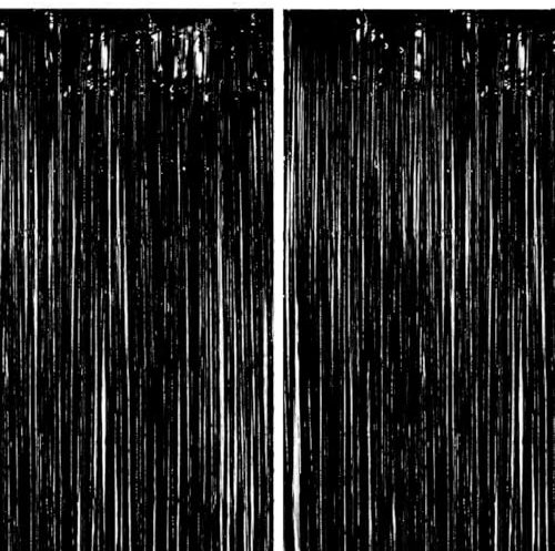 Jonami 2 Rideau Métallique Tinsel Noir, Rideaux à Franges en Aluminium, Toile de Fond pour Photos de Fête Pink, Decoration Anniversaire