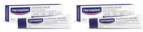 Hansaplast Wundheilsalbe (20 g), Wundsalbe für eine schnelle Wundheilung, Wund- und Heilsalbe reduziert das Narbenrisiko (Packung mit 2)