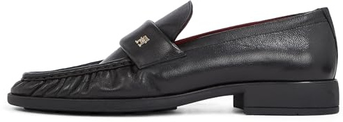 Tommy Hilfiger Damen Loafer Soft Nappa Pleated Toe Kleiner Absatz, Schwarz (Black), 40