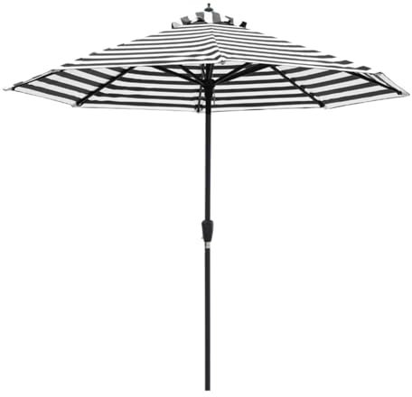 KXWOQ3ED 270cm Gartenschirm, Terrassenschirm Balkonschirm mit 8 Stabilen Rippen, Polyester-Gewebe und Aluminium-Gestell, Sonnenschirm für Terrasse, Garten, Pool(Color:Black/White Stripes)