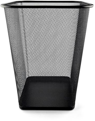 Netuno 1 Stück Papierkorb Metallnetz Schwarz 27 x 27 x 35 cm 18 L Netz-Mülleimer Büro-Eimer groß quadratisch Müll Behälter Mülltonne Abfall Korb Abfallbehälter Abfalleimer Papiereimer Drahtgeflecht