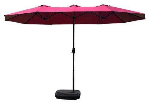 NRNQMTFZ Doppelsonnenschirm,Sonnenschirm Groß XXL, Sonnenschirm Strand,UV Schutz, Gartenschirm Terrassenschirm mit Handkurbel, Marktschirm für Garten, Terrasse & Pool(Wine red)
