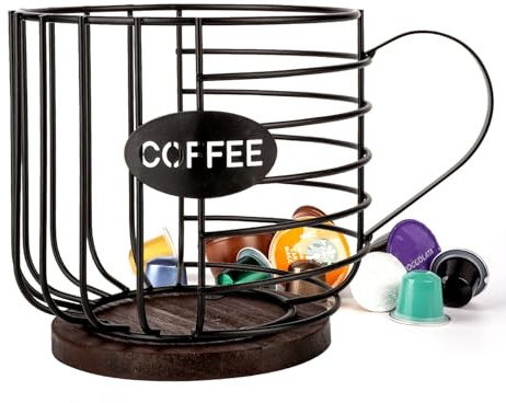 Guolich Kaffekapselkorg, kaffekapslar kapselhållare, kaffekapslar förvaring, apakorg, för förvaring av kaffekapslar och frukt för disk och kaffebar, svart-01