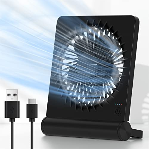 JOSTRY Desk Fan USB Powered with 3 Speeds Adjustable Strong Wind, Ultra Quiet Mini Personal Fan USB-C Corded Powered,220° Tilt Folding Plug In USB Fan(No Battery)