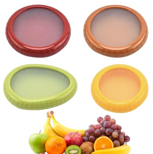 Silicone Fruit Storage Boxes - 4 Reusable Silicone Food Savers for Fridge - Keep Fruit and Veg Fresh