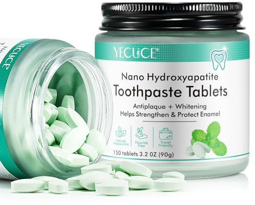 150P Toothpaste Tablets - Nano Hydroxyapatite, Travel Mouthwash Tablets, Sensitive Toothpaste Bites Kids Adults, Spearmint