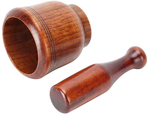 CHFYIJYHM Professioneller zerstampfter Knoblauchglas-Mörser, altmodische Holzmühle, rund, glatt, handpoliert, Stößel-Set for Mahlen von Kräutern, Gewürzen, Körnern, Pfeffer, Küchenutensilien