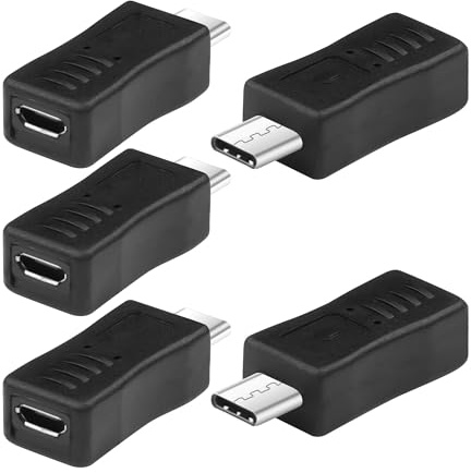 JSADZKJ Adaptador micro USB a USB C, conector micro USB hembra a USB-C macho, convertidor de conexión, compatible con carga y transferencia de datos, apto para cámara de teléfono móvil, portátil,
