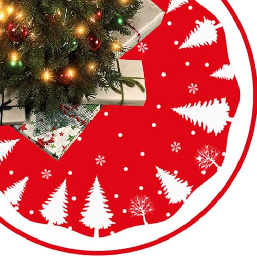 Jupe de Sapin de Noël 120cm /48 Pouces Rond Cache Pied Sapin de Noel Couvre Pied Tapis de Sapin de Noel pour Decoration de Noel Sapin(A)