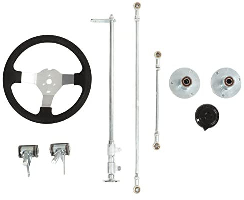 GRCFUMO 300 mm Go-Karts-Lenkrad-Set, vorderes Lenkrad-Set, Wellen-Spurstangen-Gestell-Set für Go-Kart-Quad-Ersatz