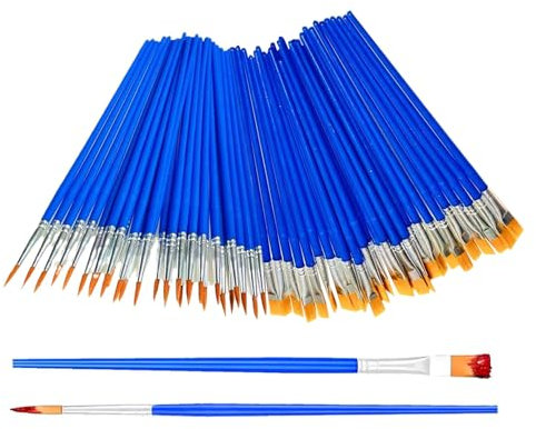 60 Pcs Small Paint Brushes, Paintbrushes with Flat and Round Pointed, Face Paint Brushes Art, Paintbrush for Body Painting, Face Painting, Nail Art, Detailing, And Working On Small Figurines