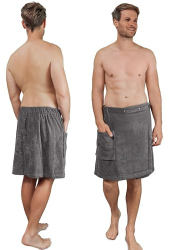 Liebenstein® Premium Saunakilt Herren mit Knöpfen - aus feinster Baumwolle - ideale Passform für EIN rutschfestes Sauna Erlebnis – Saunahandtuch Herren flauschig & weich