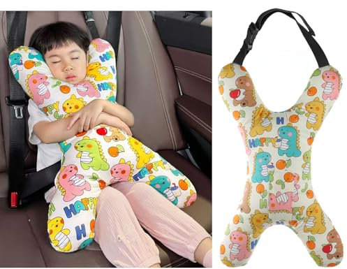 XGOPTS Kids X-Shaped Car Seat Pillow Children Travel Pillow Soft Headrest Pillow Breathable Car Sleeping Head Neck Support Universal Adjustable Seat Belt Cushion Rest Pillow for Kids Adults Airplane