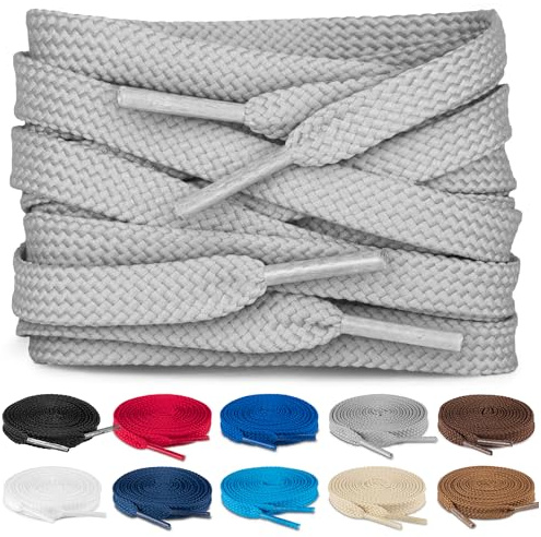 TULMERO SULPO 2 par skosnören platta 8 mm för skor, GRÅ, 180 cm - 2 Paare