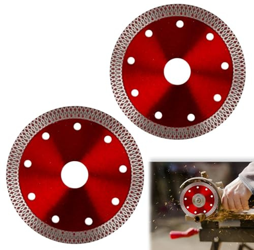 2 Pack 115mm Diamond Tile Cutting Discs for Angle Grinder | Dry Wet Cutting Blades, Super Thin Clean Cut, for Porcelain, Granite, Marble, Concrete, Brick, Ceramic & Artificial Stone