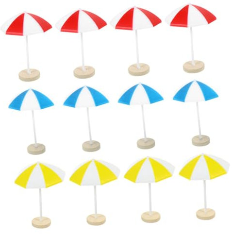 SUPVOX 12pcs Mini Beach Umbrella Decorations for Doll House Uv Protection Mini Sun Umbrellas Micro Landscape Decorations