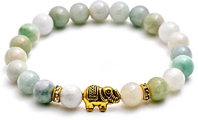 BERGERLIN Naturstein Elefant Armband Damen Herren, Edelstein, 8mm