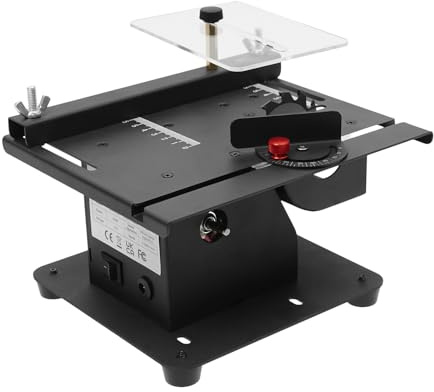 Mini Tischkreissäge, Klein Tischkutter mit Digitale Anzeige 350W, Reiner Kupfermotor, 7-Gang-Netzteil Einstellbarer Tischsäge, Schneidewinkel 0-90°, Geschwindigkeit 0-6000rpm