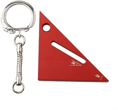 WAZUBC Mini Woodworking Triangle Ruler, 30/45/90 Degree Aluminum Alloy Woodworking Protractor DIY Measuring Gauging Tool for Engineer Carpenters Craftsmanship (Red)