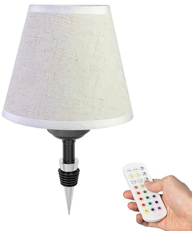 FSLiving LED Akku Flaschenlampe, Stoff Tischlampe kabellos 3.5W, Dimmbar Flaschenlicht mit RGB-Modus und Timer, USB-Aufladbar Tischleuchte für Bar Restaurant TD0631W