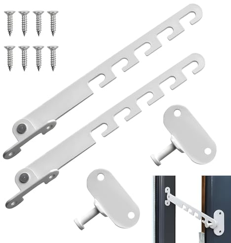 2 Pack Window Locks, Child Safety Cat Window Guard, Adjustable Position Window Restrictors for Upvc, Aluminum Window Latch Stay Hold Open, Child Lock Restrictor Catch for Wooden, Metal Window and Door
