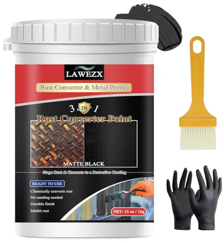 LAWEZX Rust Converter for Metal 1000ml, 3-in-1 Rust Inhibitor Paint - Anti-Corrosion, No Primer or Topcoat Needed, Black Long-Lasting Protective Finish, Chassis Paint Prevention for Cars, Ready to Use