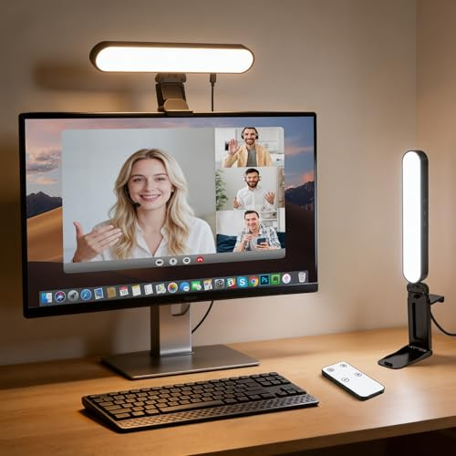 JECOLOS Video Conference Light for Laptop&Phone,Bright Selfie Light Computer Laptop Video Conference Light Monitor Light for Webcam Zoom Call Video Meeting Recording (Single Light Kit)