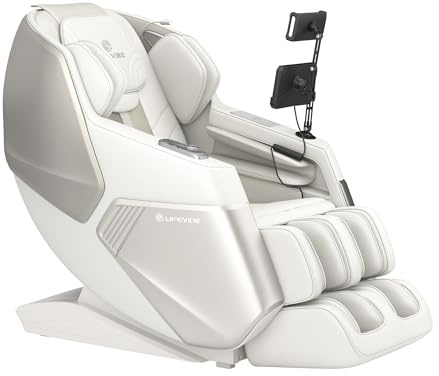 Lifevibe VAT Massage Chair Full Body VibroAcoustic Sonic Wave, SL-Track Zero Gravity Recliner with 25 Auto Modes, Smart Body Scan, Extendable Footrest, Reading Lamp, White