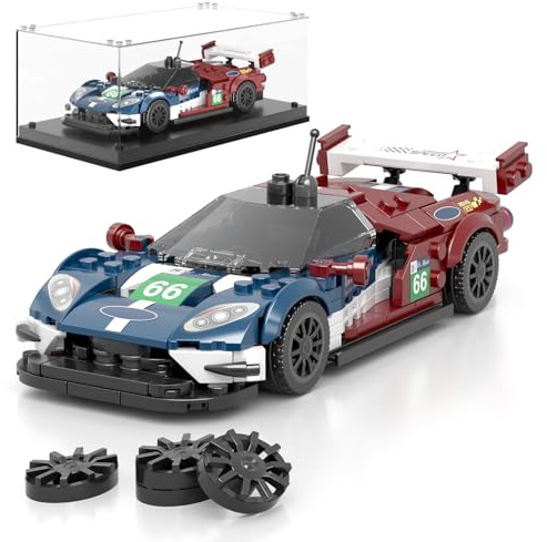 Mould King 27103 Technik Speed Champion Auto Bausteine Endurance Sportwagen Klemmbausteine Rennwagen Bauspielzeug mit Acryl Vitrine Modellautos zum Sammeln (347 Teile)