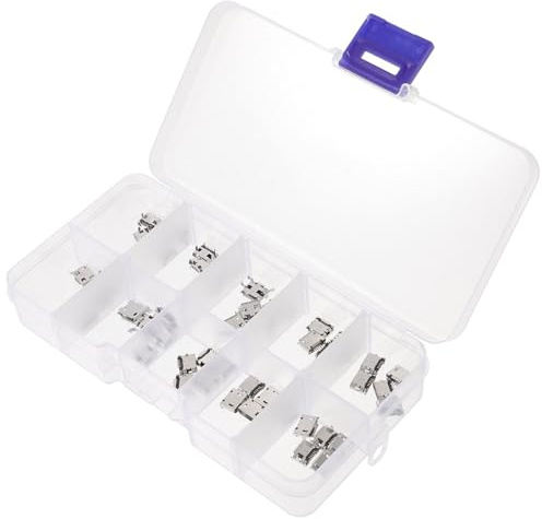 DEARMAMY 50 pièces Micro USB Femelle Connecteur Cuivre Broches à Souder Adaptateur Port USB pour Réparation et Remplacement