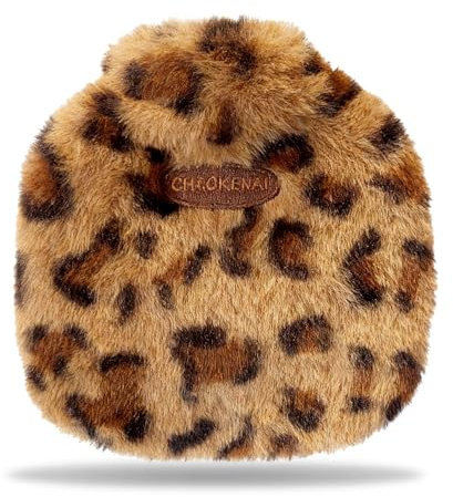 BSITSSS Bouillotte Eau Chaude 350ml, Bouillotte Main avec Leopard Housse en Peluche Moelleuse et Douce, Hot Water Bottle pour Chauffe Main Ventre Cou Soulagement de la Douleur