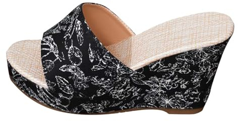 YIzdegg dam kilklack sandaler elegant platå tjocka sandaler halkfria tofflor lätta bekväma sommarskor öppen tå sandaler andas fritidsskor barfota pantoletter strandsemester, svart, 39