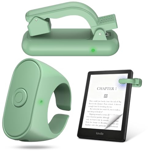 Kindle Page Turner Ring, Clip-On Clicker for Kindle & Camera Remote (Green)